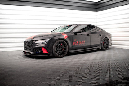 Seitenschweller Ansatz (Paar) passend für Audi A7 RS7 Look C7 schwarz Hochglanz