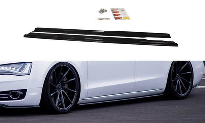 Seitenschweller Ansatz (Paar) passend für Audi A8 D4 Carbon Look