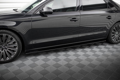 Seitenschweller Ansatz (Paar) passend für Audi A8 Lang D4 schwarz Hochglanz