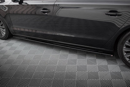 Seitenschweller Ansatz (Paar) passend für Audi A8 Lang D4 schwarz Hochglanz