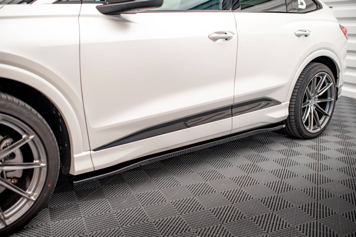 Seitenschweller Ansatz (Paar) passend für Audi Q4 e-tron Sportback S-line Mk1 schwarz Hochglanz