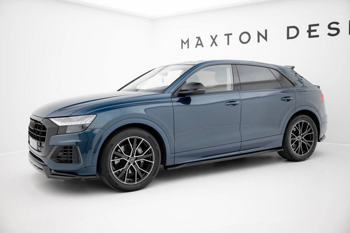 Seitenschweller Ansatz (Paar) passend für Audi Q8 Mk1 schwarz Hochglanz