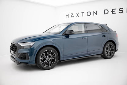 Seitenschweller Ansatz (Paar) passend für Audi Q8 Mk1 schwarz Hochglanz