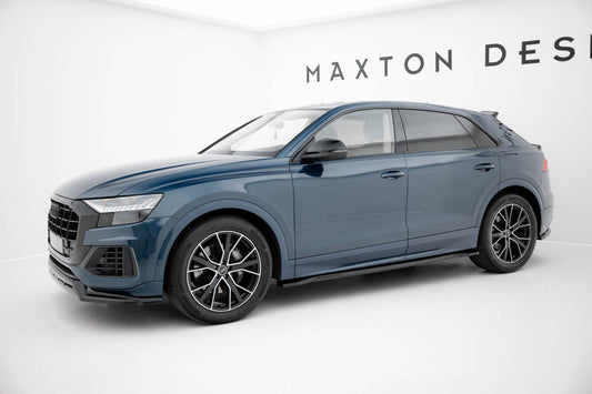 Seitenschweller Ansatz (Paar) passend für Audi Q8 Mk1 schwarz Hochglanz
