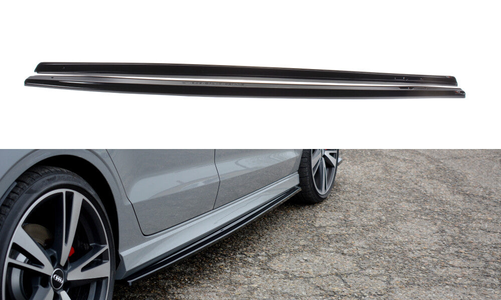 Seitenschweller Ansatz (Paar) passend für Audi RS3 Limousine 8V FL schwarz Hochglanz