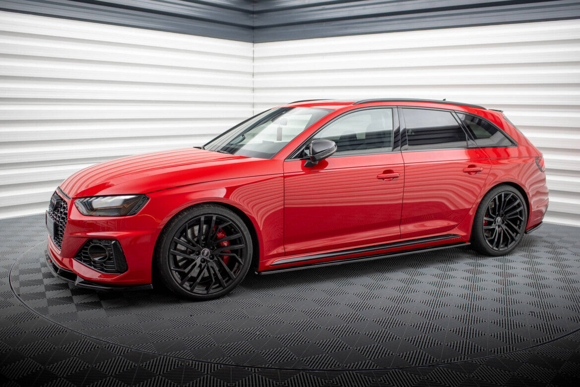 Seitenschweller Ansatz (Paar) passend für Audi RS4 B9 / B9 FL schwarz Hochglanz