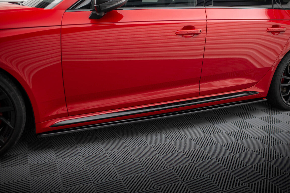 Seitenschweller Ansatz (Paar) passend für Audi RS4 B9 / B9 FL schwarz Hochglanz