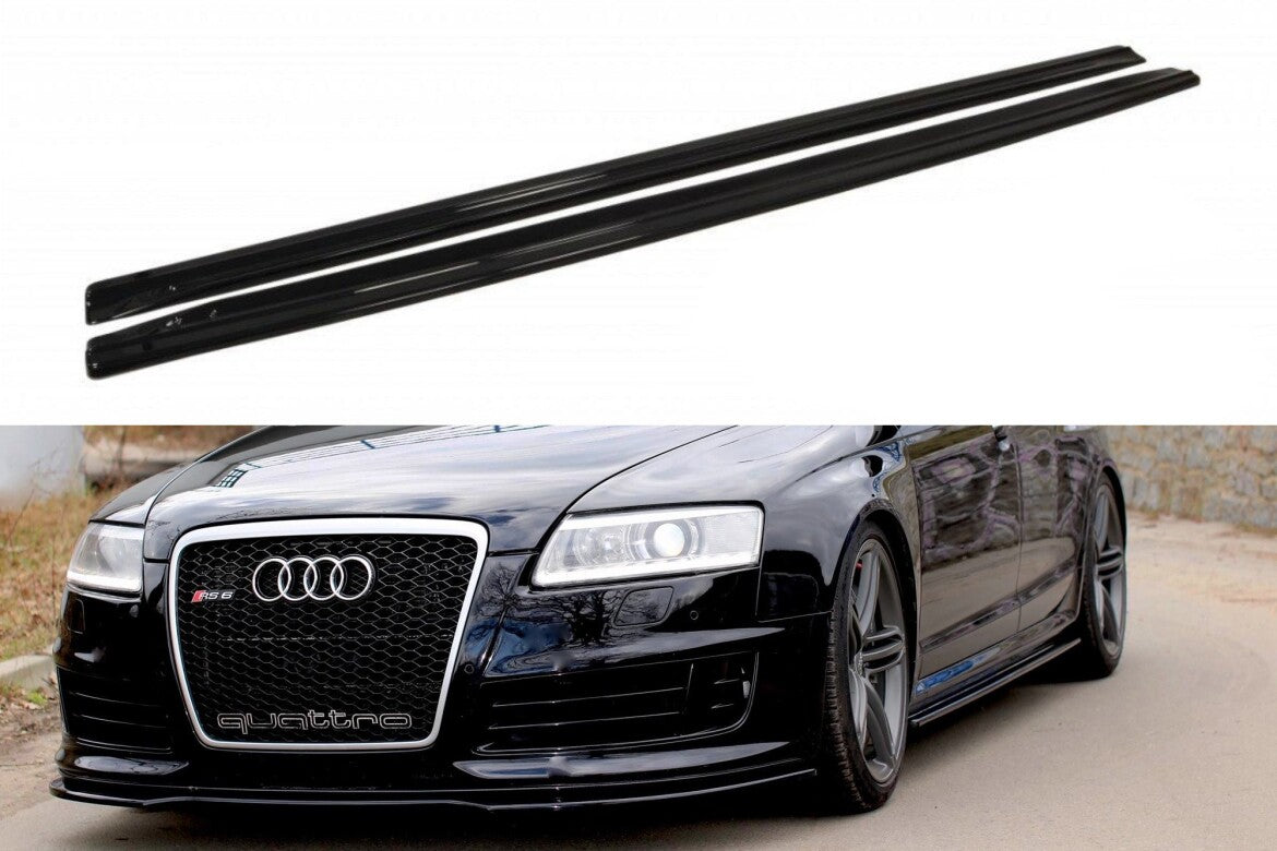Seitenschweller Ansatz (Paar) passend für Audi RS6 C6 schwarz Hochglanz