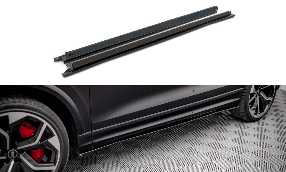 Seitenschweller Ansatz (Paar) passend für Audi RSQ8 Mk1 schwarz Hochglanz