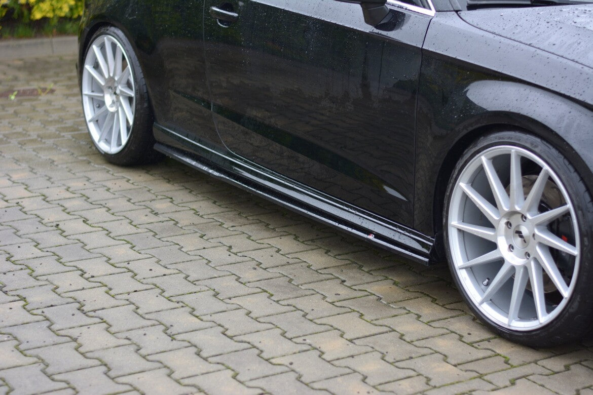 Seitenschweller Ansatz (Paar) passend für Audi S3/A3 S-Line Hatchback 8V/8V FL schwarz Hochglanz