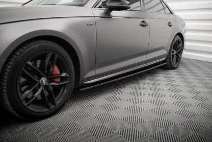 Seitenschweller Ansatz (Paar) passend für Audi S4 / A4 S-Line / A4 Competiton B9 schwarz Hochglanz