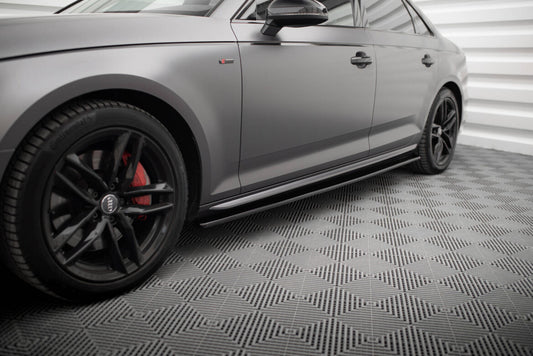 Seitenschweller Ansatz (Paar) passend für Audi S4 / A4 S-Line / A4 Competiton B9 schwarz Hochglanz