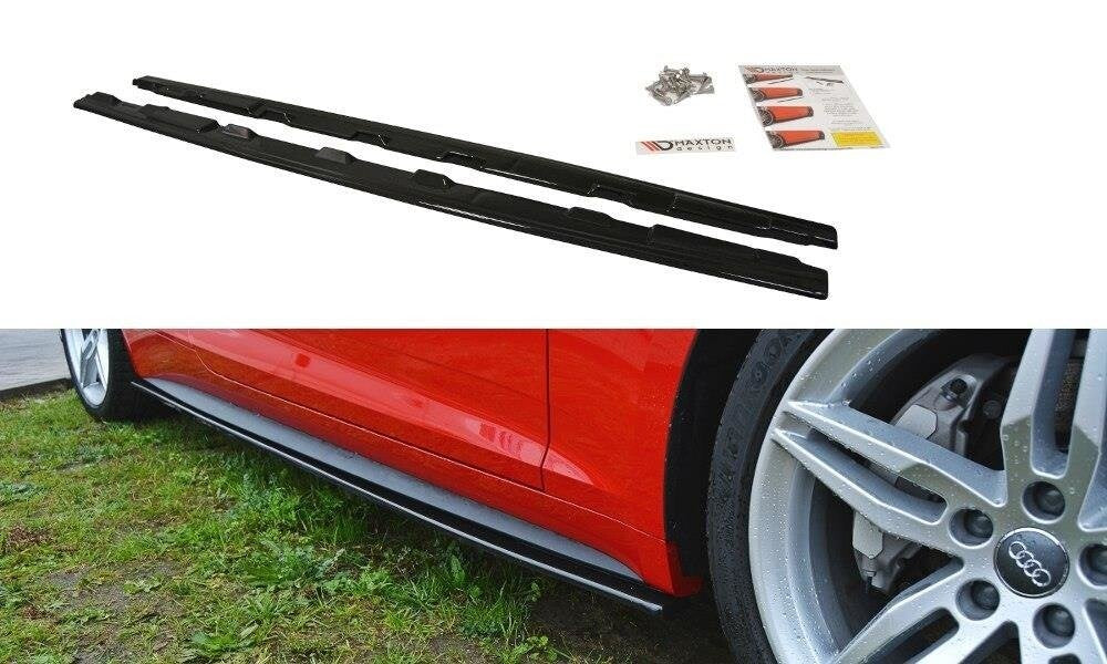 Seitenschweller Ansatz (Paar) passend für Audi S5 / A5 S-Line F5 Coupe schwarz Hochglanz