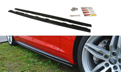 Seitenschweller Ansatz (Paar) passend für Audi S5 / A5 S-Line F5 Coupe schwarz Hochglanz