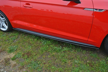 Seitenschweller Ansatz (Paar) passend für Audi S5 / A5 S-Line F5 Coupe schwarz Hochglanz