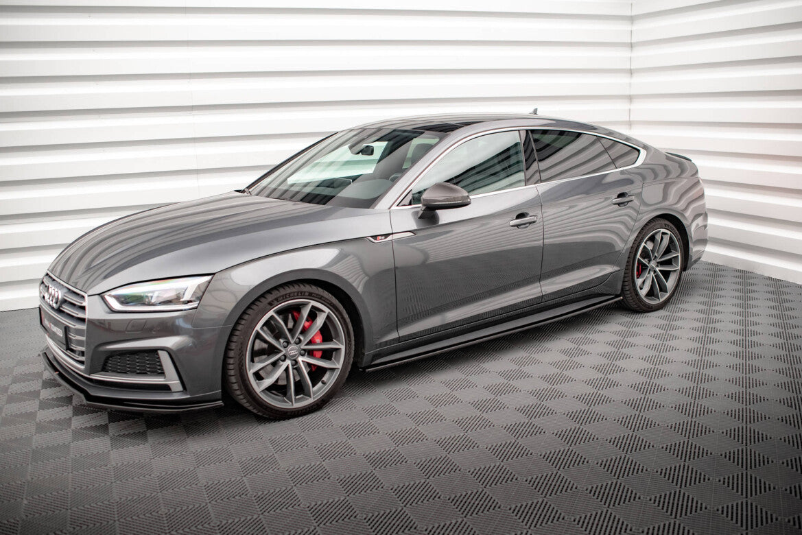 Seitenschweller Ansatz (Paar) passend für Audi S5 / A5 S-Line F5 Sportback schwarz Hochglanz