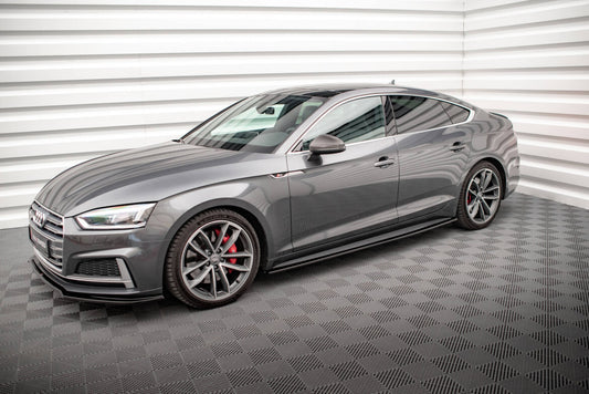 Seitenschweller Ansatz (Paar) passend für Audi S5 / A5 S-Line F5 Sportback schwarz Hochglanz