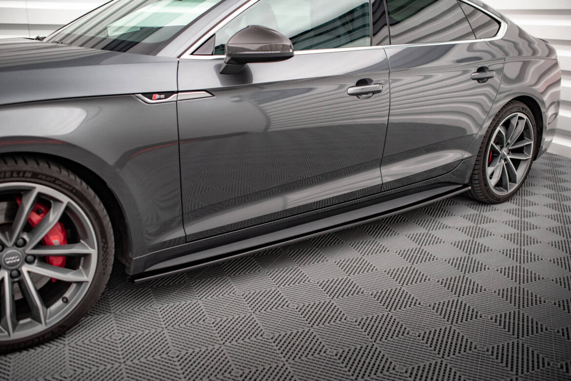 Seitenschweller Ansatz (Paar) passend für Audi S5 / A5 S-Line F5 Sportback schwarz Hochglanz