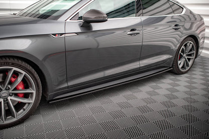 Seitenschweller Ansatz (Paar) passend für Audi S5 / A5 S-Line F5 Sportback schwarz Hochglanz