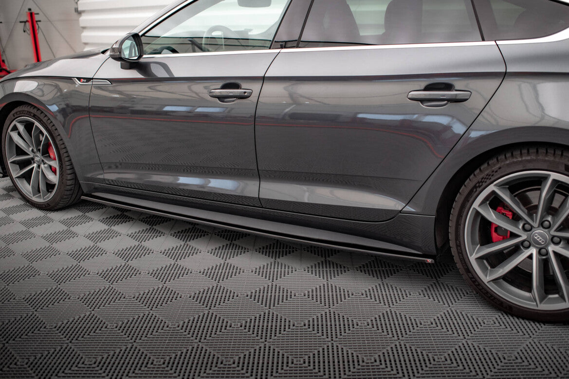 Seitenschweller Ansatz (Paar) passend für Audi S5 / A5 S-Line F5 Sportback schwarz Hochglanz