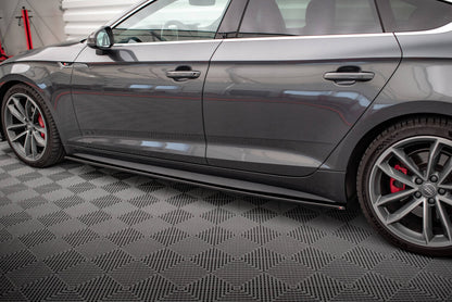 Seitenschweller Ansatz (Paar) passend für Audi S5 / A5 S-Line F5 Sportback schwarz Hochglanz
