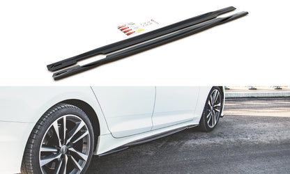 Seitenschweller Ansatz (Paar) passend für Audi S5 / A5 S-Line Sportback F5 FL schwarz Hochglanz