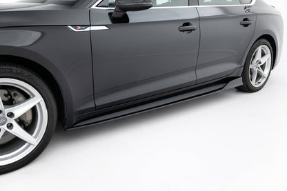 Seitenschweller Ansatz (Paar) passend für Audi S5 / A5 S-Line Sportback F5 schwarz Hochglanz
