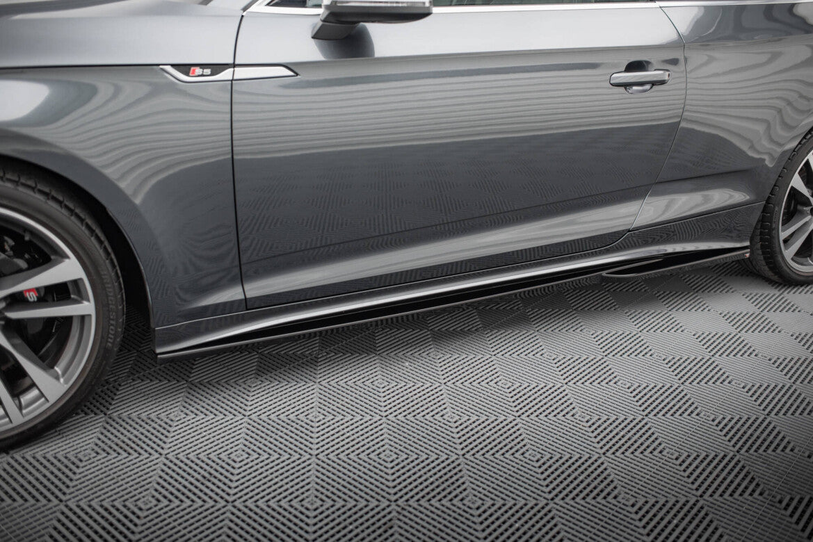 Seitenschweller Ansatz (Paar) passend für Audi S5 Coupe / A5 S-Line Coupe F5 FL schwarz Hochglanz