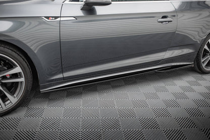 Seitenschweller Ansatz (Paar) passend für Audi S5 Coupe / A5 S-Line Coupe F5 FL schwarz Hochglanz