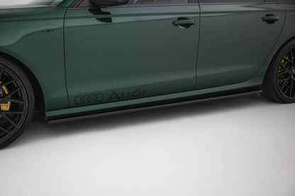 Seitenschweller Ansatz (Paar) passend für Audi S6 / A6 S-Line C7 schwarz Hochglanz