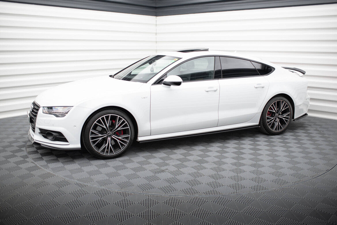 Seitenschweller Ansatz (Paar) passend für Audi S7 / A7 S-Line C7 FL schwarz Hochglanz