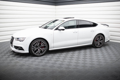 Seitenschweller Ansatz (Paar) passend für Audi S7 / A7 S-Line C7 FL schwarz Hochglanz
