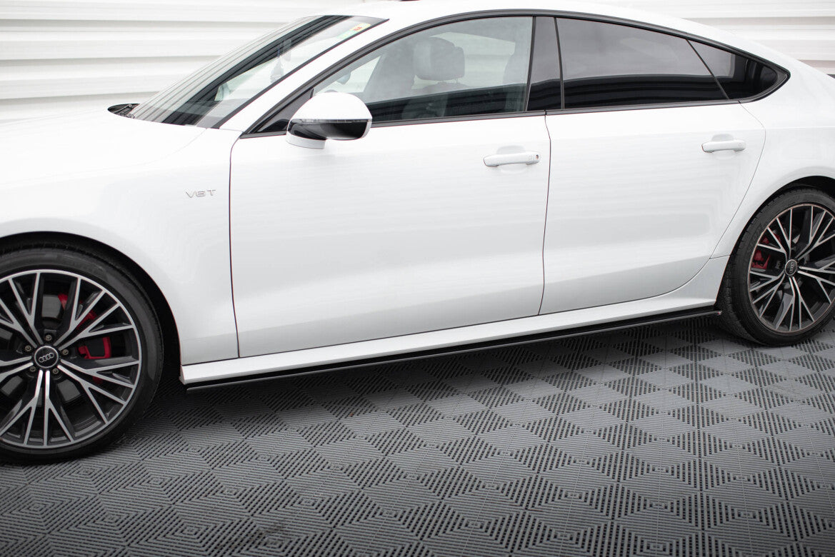 Seitenschweller Ansatz (Paar) passend für Audi S7 / A7 S-Line C7 FL schwarz Hochglanz