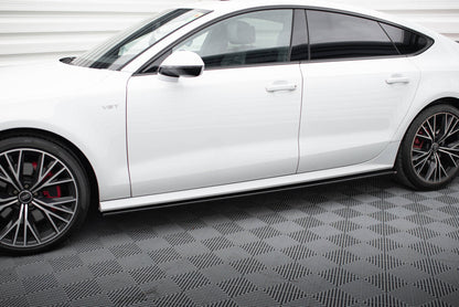 Seitenschweller Ansatz (Paar) passend für Audi S7 / A7 S-Line C7 FL schwarz Hochglanz