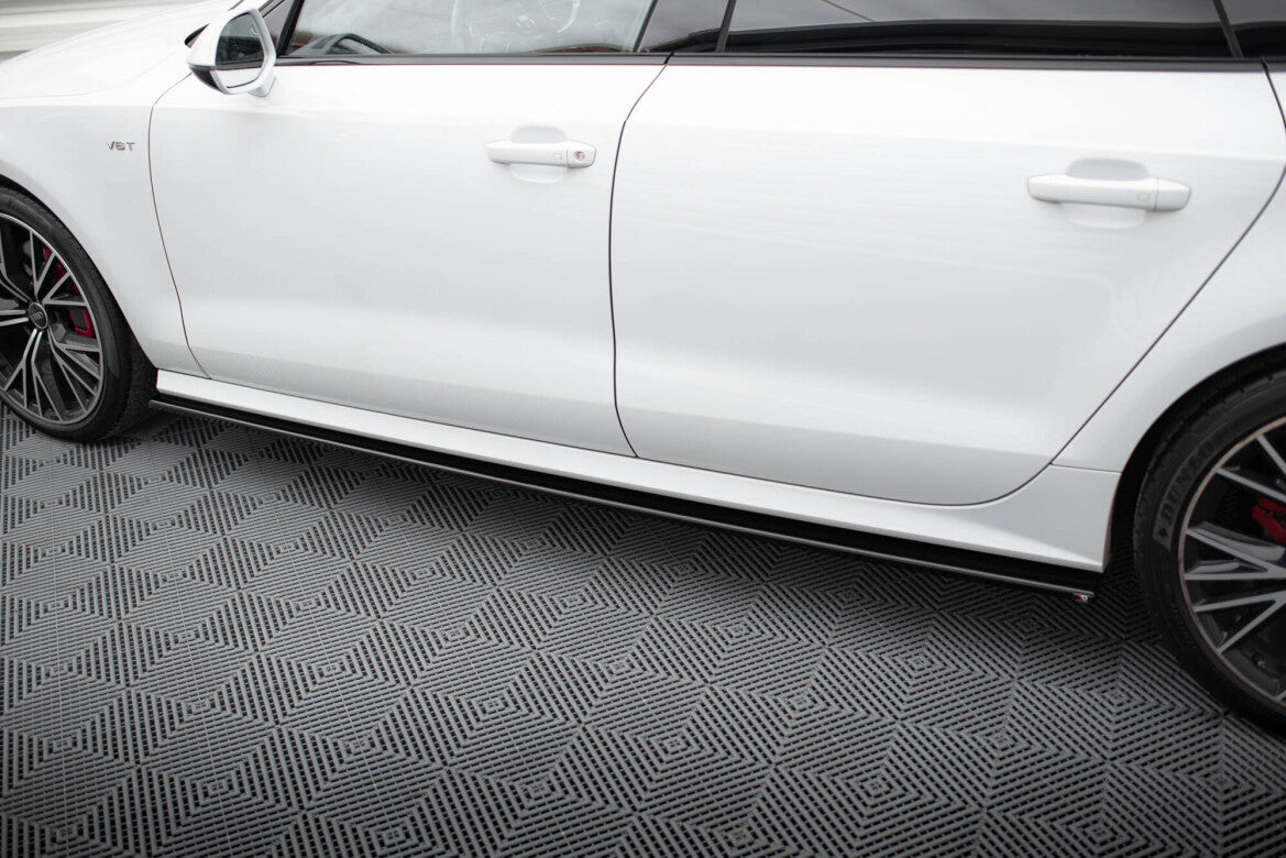 Seitenschweller Ansatz (Paar) passend für Audi S7 / A7 S-Line C7 FL schwarz Hochglanz