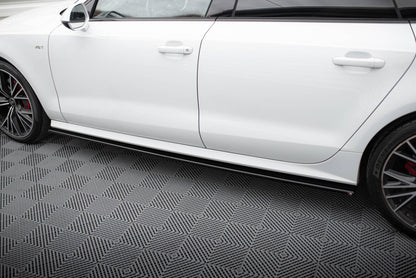 Seitenschweller Ansatz (Paar) passend für Audi S7 / A7 S-Line C7 FL schwarz Hochglanz