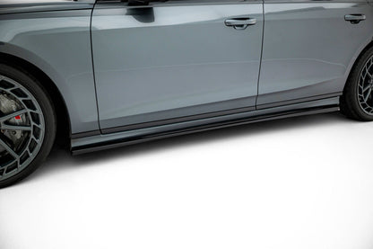 Seitenschweller Ansatz (Paar) passend für Audi S8 / A8 S-Line D5 FL schwarz Hochglanz