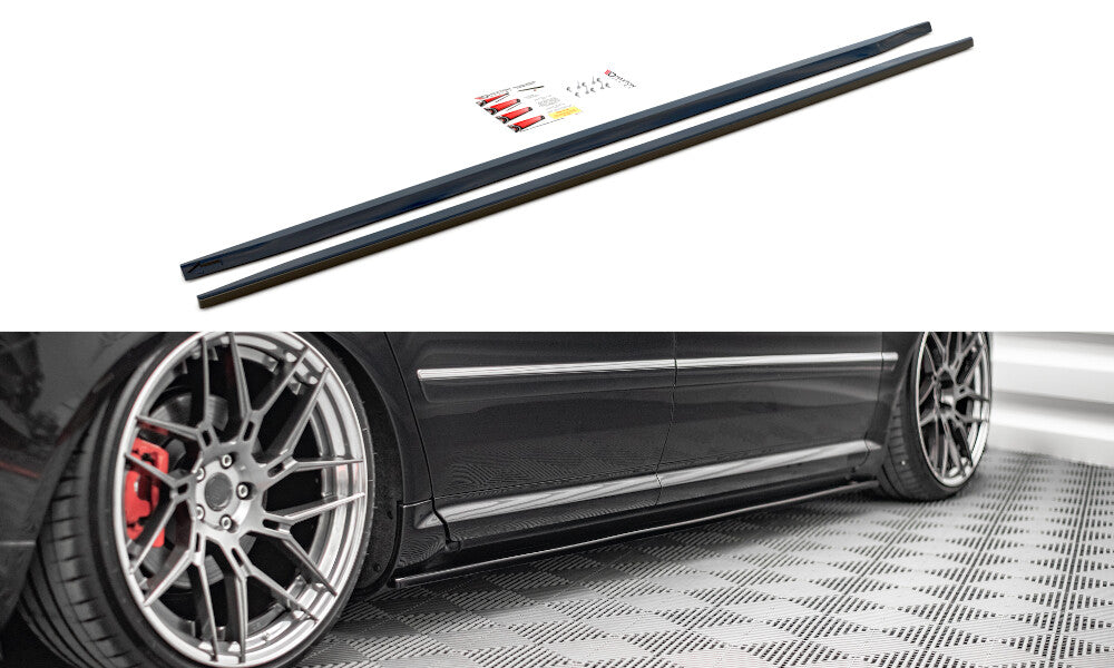 Seitenschweller Ansatz (Paar) passend für Audi S8 D3 schwarz Hochglanz