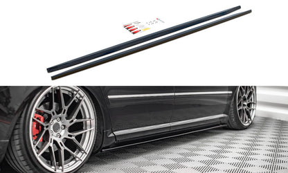 Seitenschweller Ansatz (Paar) passend für Audi S8 D3 schwarz Hochglanz