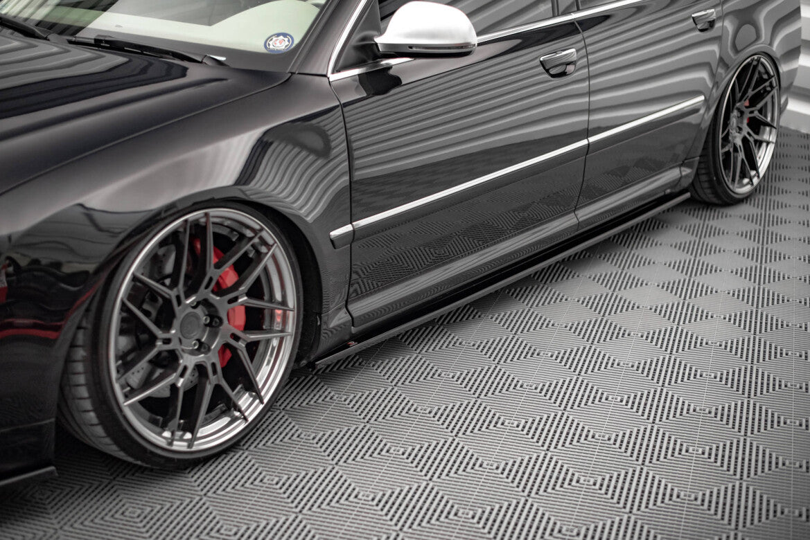 Seitenschweller Ansatz (Paar) passend für Audi S8 D3 schwarz Hochglanz