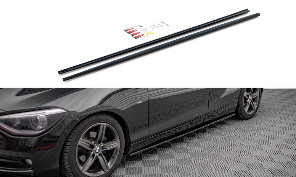 Seitenschweller Ansatz (Paar) passend für BMW 1er F20 schwarz Hochglanz