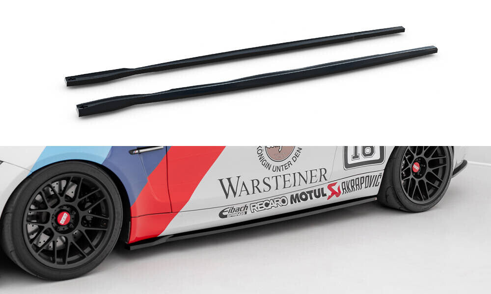 Seitenschweller Ansatz (Paar) passend für BMW 1er M Coupe E82 schwarz Hochglanz