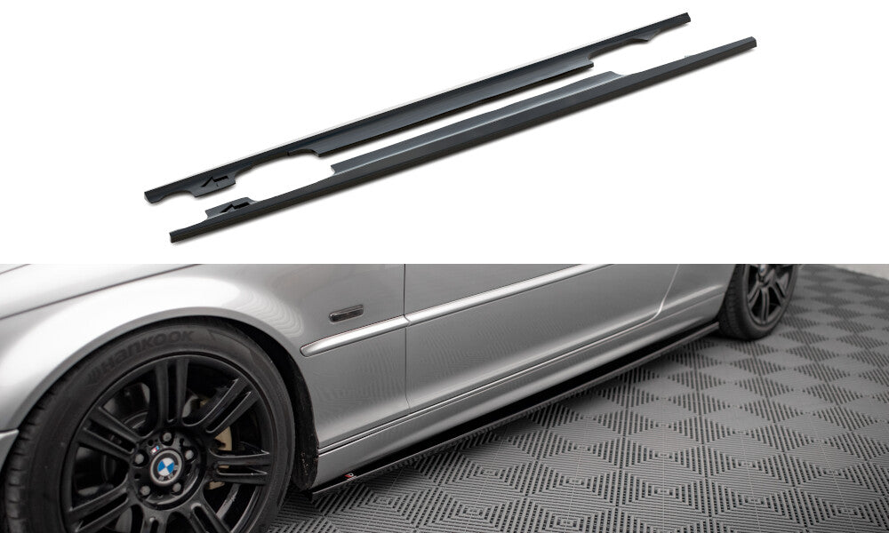 Seitenschweller Ansatz (Paar) passend für BMW 3er Coupe E46 schwarz Hochglanz
