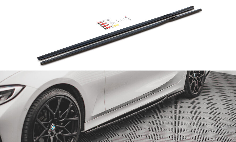 Seitenschweller Ansatz (Paar) passend für BMW 3er G20 / G21 schwarz Hochglanz