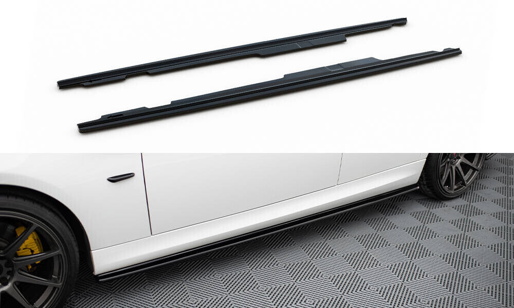 Seitenschweller Ansatz (Paar) passend für BMW 3er M-Paket Limousine / Touring E90 / E91 schwarz Hochglanz