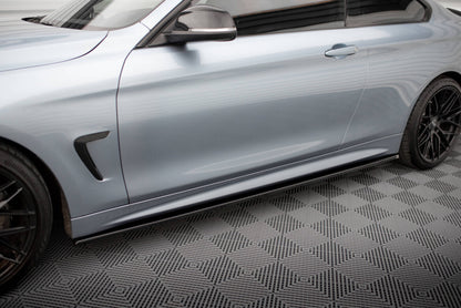 Seitenschweller Ansatz (Paar) passend für BMW 4er Coupe / Gran Coupe / Cabrio M-Paket F32 / F36 / F33 schwarz Hochglanz