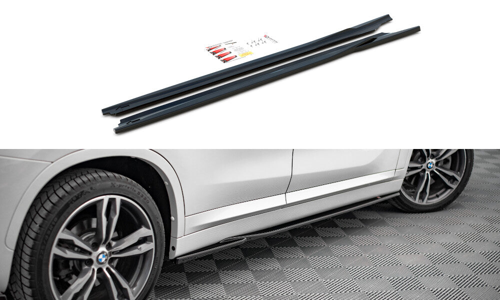 Seitenschweller Ansatz (Paar) passend für BMW X1 M-Paket F48 / F48 FL schwarz Hochglanz