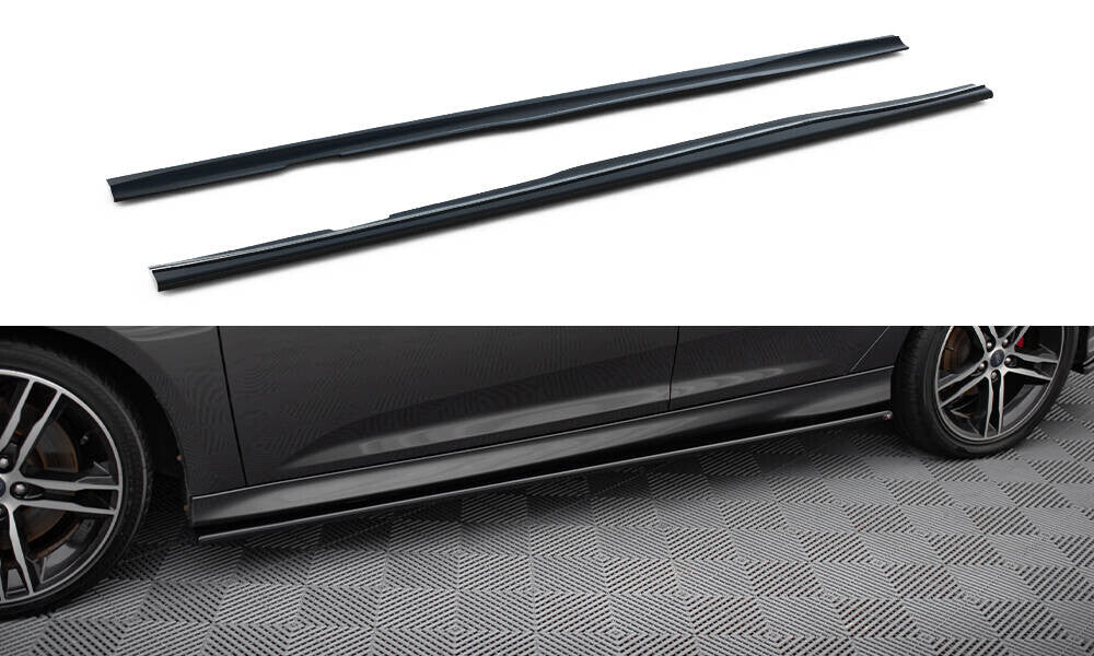 Seitenschweller Ansatz (Paar) passend für Ford Focus ST / ST-Line Hatchback / Kombi Mk3 / Mk3 FL schwarz Hochglanz