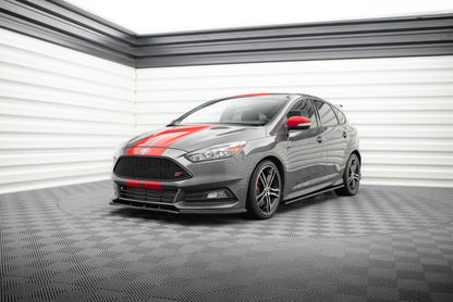 Seitenschweller Ansatz (Paar) passend für Ford Focus ST / ST-Line Hatchback / Kombi Mk3 / Mk3 FL schwarz Hochglanz