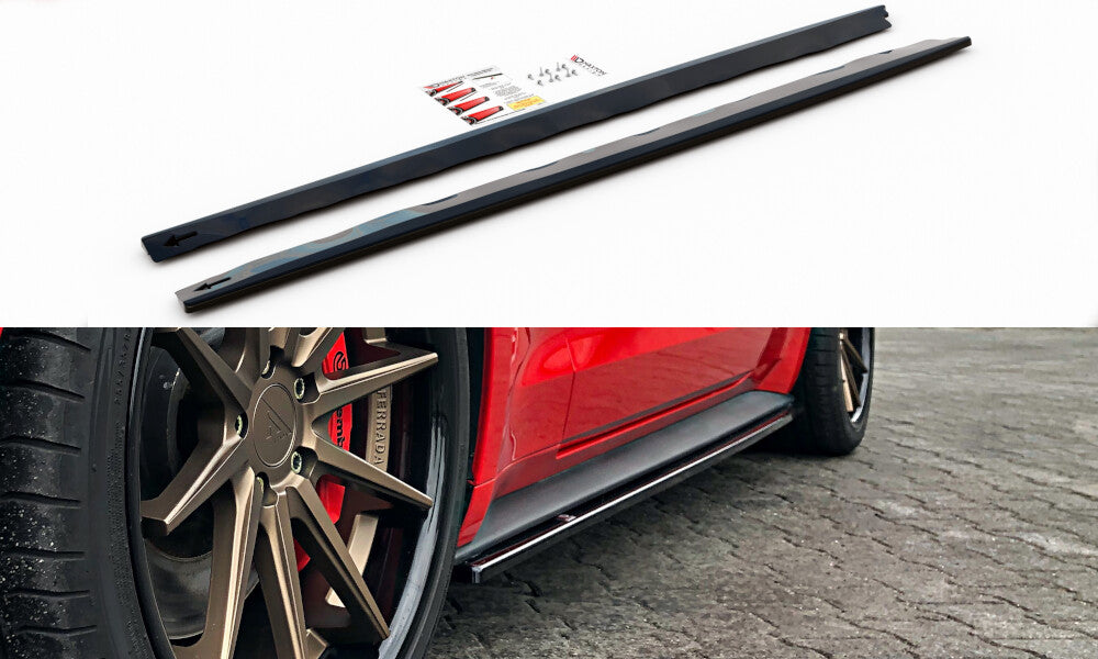 Seitenschweller Ansatz (Paar) passend für Ford Mustang Mk. 6 FL schwarz Hochglanz